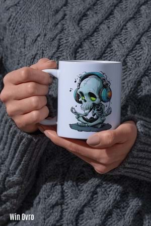 Win Ovro Premium Beyaz Porselen Hediye Kupa Bardak Çift Yön Baskı - Ruh Melodisi Ölümsüz Ritim