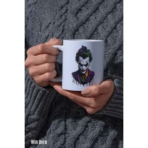 Win Ovro Premium Beyaz Porselen Hediye Kupa Bardak Çift Yön Baskı - Joker Renkli Tasarım