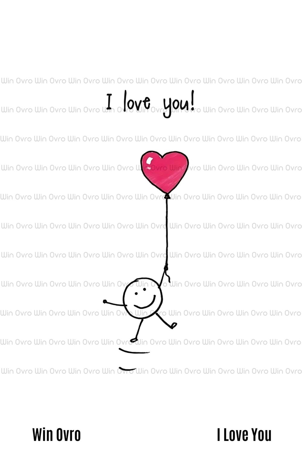 Win Ovro Premium Beyaz Porselen Hediye Kupa Bardak Çift Yön Baskı - I Love You Balon Kalp