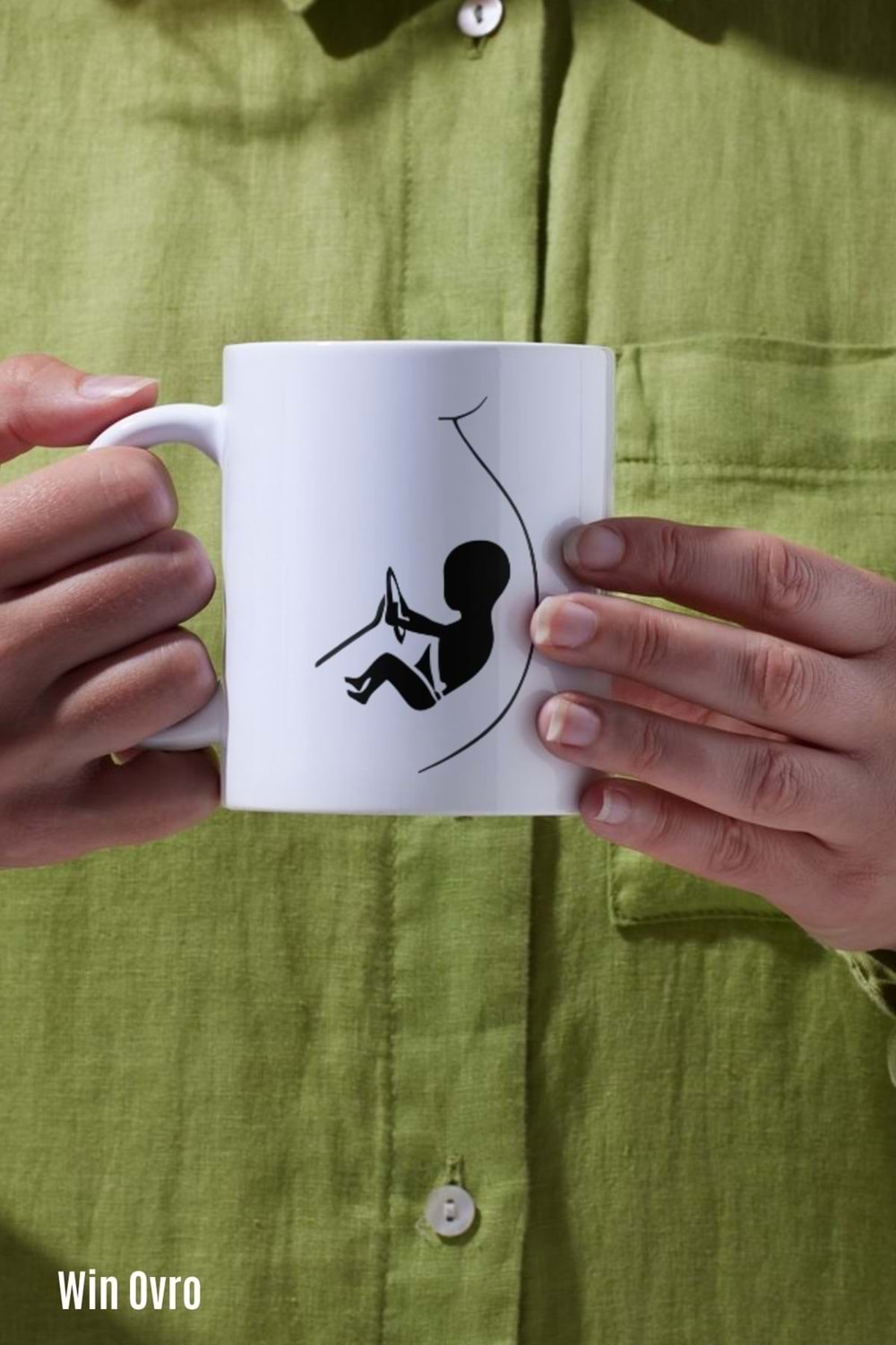 Win Ovro Premium Beyaz Porselen Hediye Kupa Bardak Çift Yön Baskı - Baby Driving