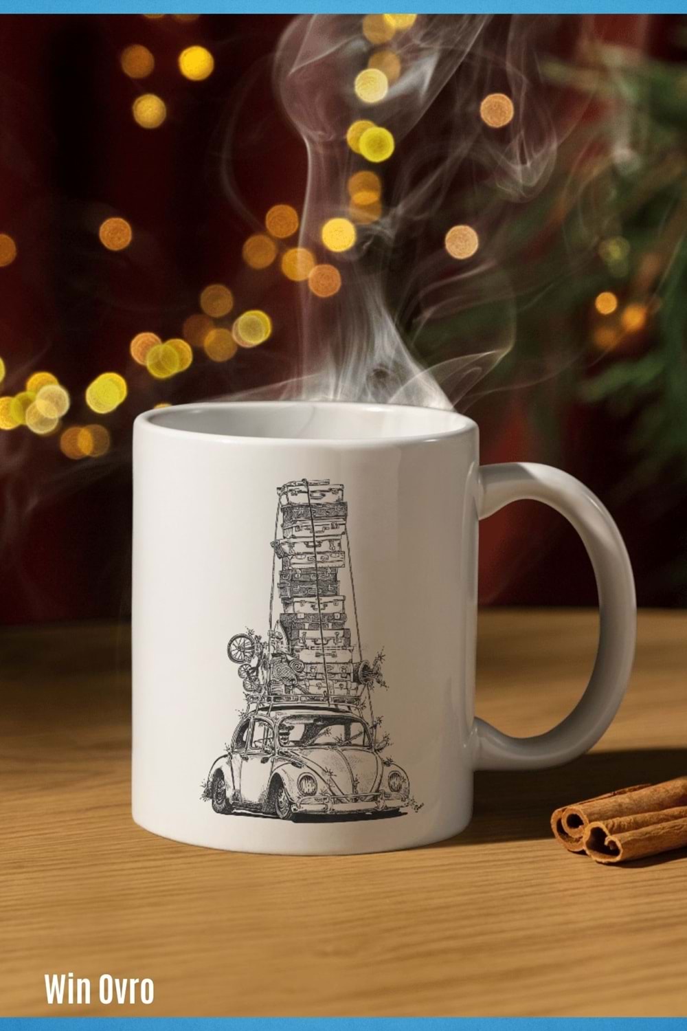 Win Ovro Premium Beyaz Porselen Hediye Kupa Bardak Çift Yön Baskı -The load of the Beetle is heavy