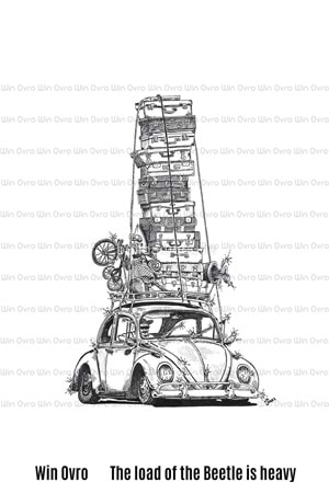 Win Ovro Premium Beyaz Porselen Hediye Kupa Bardak Çift Yön Baskı -The load of the Beetle is heavy