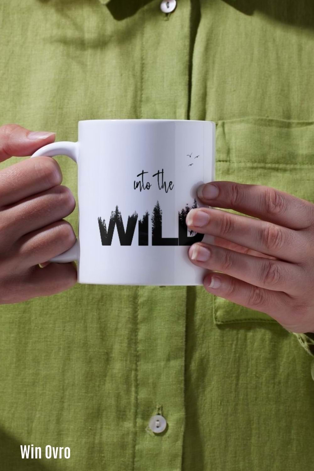 Win Ovro Premium Beyaz Porselen Hediye Kupa Bardak Çift Yön Baskı - Vahşi Doğaya in to the Wild