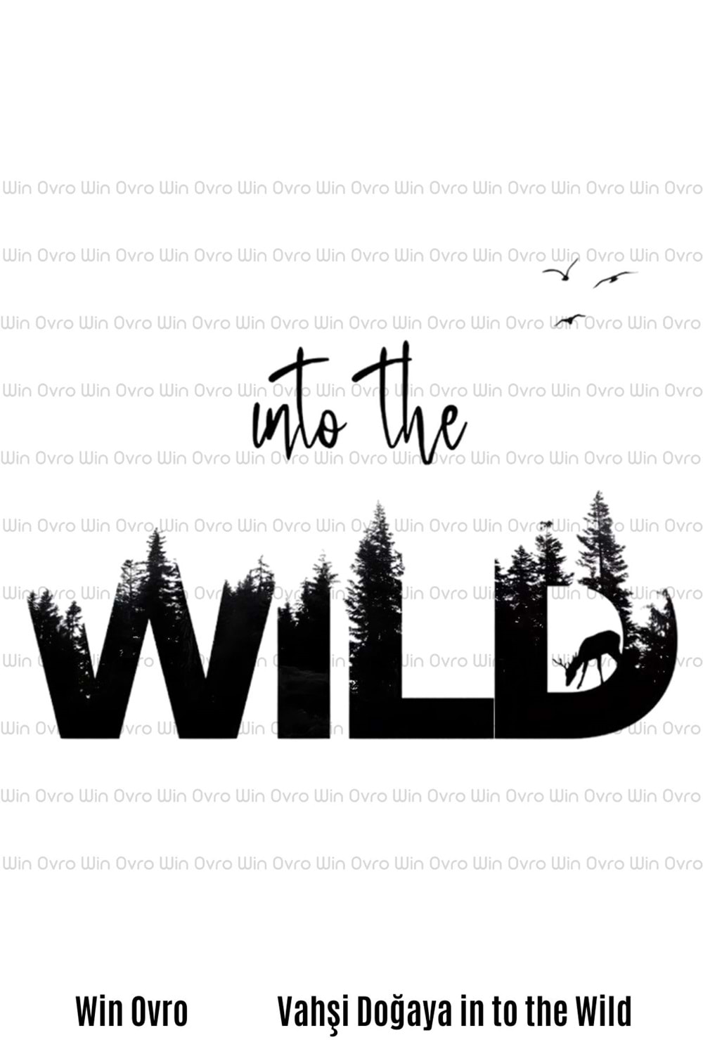 Win Ovro Premium Beyaz Porselen Hediye Kupa Bardak Çift Yön Baskı - Vahşi Doğaya in to the Wild