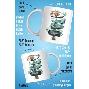Win Ovro Premium Beyaz Porselen Hediye Kupa Bardak Çift Yön Baskı - Doğaya Çağrı Sınırları Aş