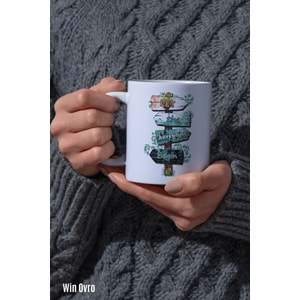 Win Ovro Premium Beyaz Porselen Hediye Kupa Bardak Çift Yön Baskı - Doğaya Çağrı Sınırları Aş