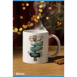 Win Ovro Premium Beyaz Porselen Hediye Kupa Bardak Çift Yön Baskı - Doğaya Çağrı Sınırları Aş