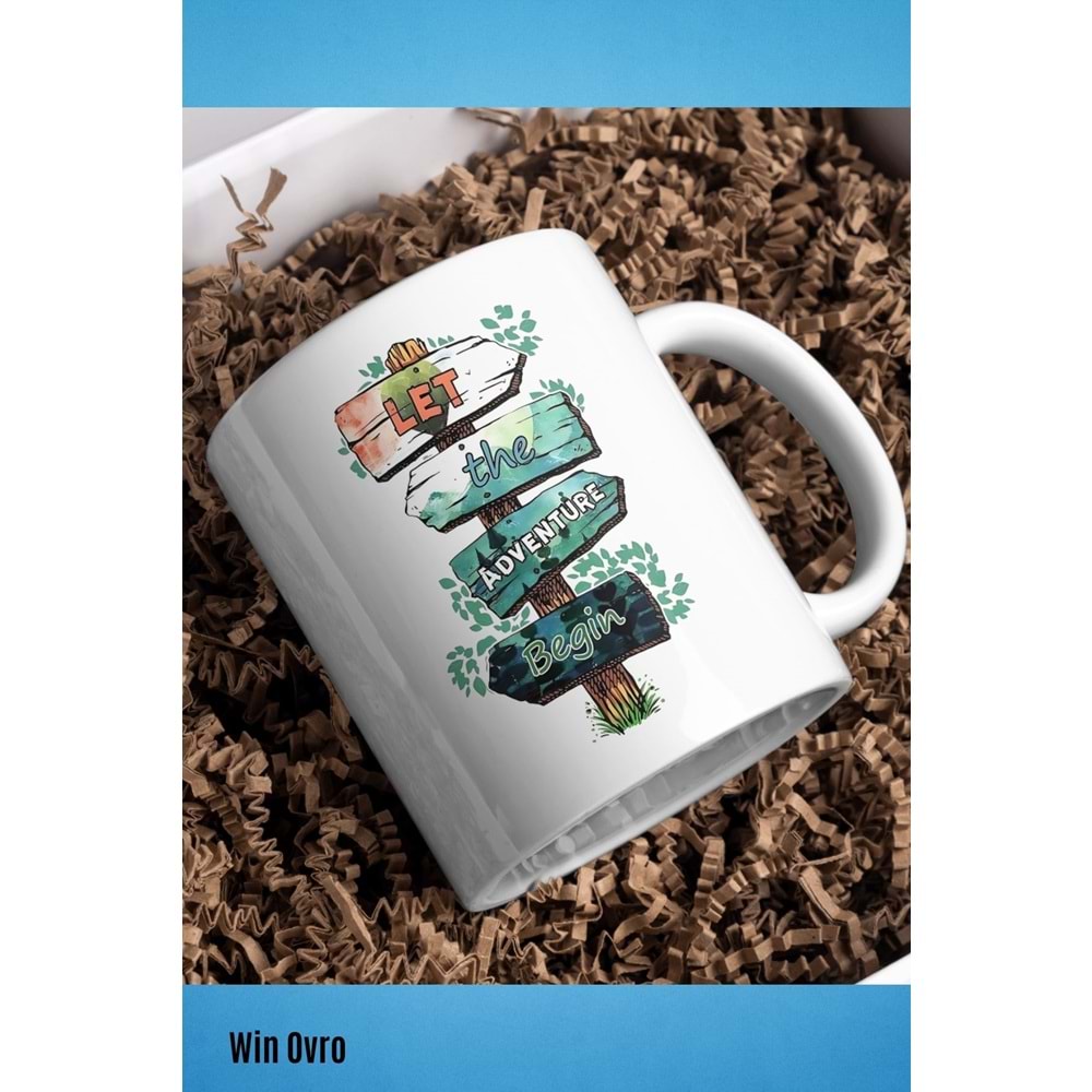 Win Ovro Premium Beyaz Porselen Hediye Kupa Bardak Çift Yön Baskı - Doğaya Çağrı Sınırları Aş