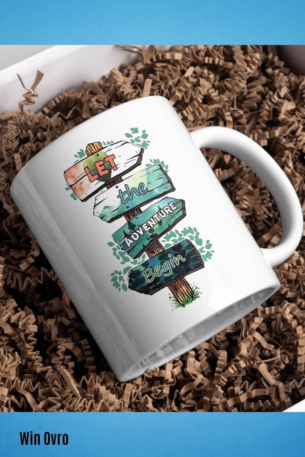 Win Ovro Premium Beyaz Porselen Hediye Kupa Bardak Çift Yön Baskı - Doğaya Çağrı Sınırları Aş