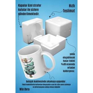 Win Ovro Premium Beyaz Porselen Hediye Kupa Bardak Çift Yön Baskı - Doğaya Çağrı Sınırları Aş