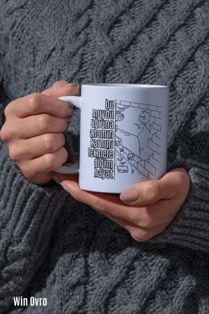 Win Ovro Premium Beyaz Porselen Hediye Çift Yön Baskılı Kupa Bardak - Bu muydu uğruna anamın karnını