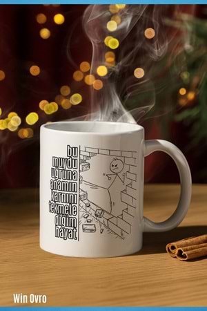 Win Ovro Premium Beyaz Porselen Hediye Çift Yön Baskılı Kupa Bardak - Bu muydu uğruna anamın karnını