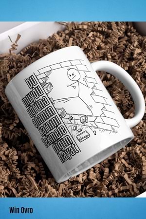 Win Ovro Premium Beyaz Porselen Hediye Çift Yön Baskılı Kupa Bardak - Bu muydu uğruna anamın karnını