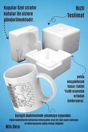 Win Ovro Premium Beyaz Porselen Hediye Çift Yön Baskılı Kupa Bardak - Bu muydu uğruna anamın karnını