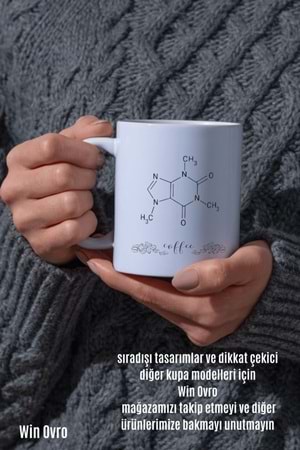 Win Ovro Premium Beyaz Porselen Hediye Çift Yön Baskılı Kupa Bardak - Chemical Coffee Kimyasal Kahve