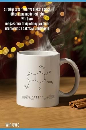 Win Ovro Premium Beyaz Porselen Hediye Çift Yön Baskılı Kupa Bardak - Chemical Coffee Kimyasal Kahve