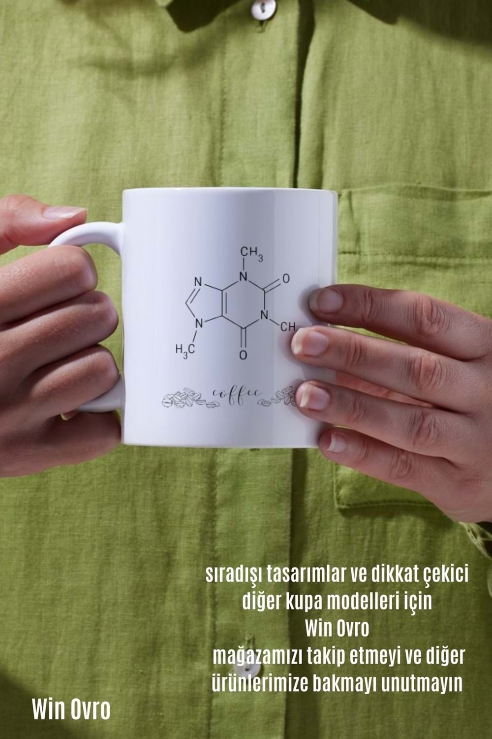 Win Ovro Premium Beyaz Porselen Hediye Çift Yön Baskılı Kupa Bardak - Chemical Coffee Kimyasal Kahve
