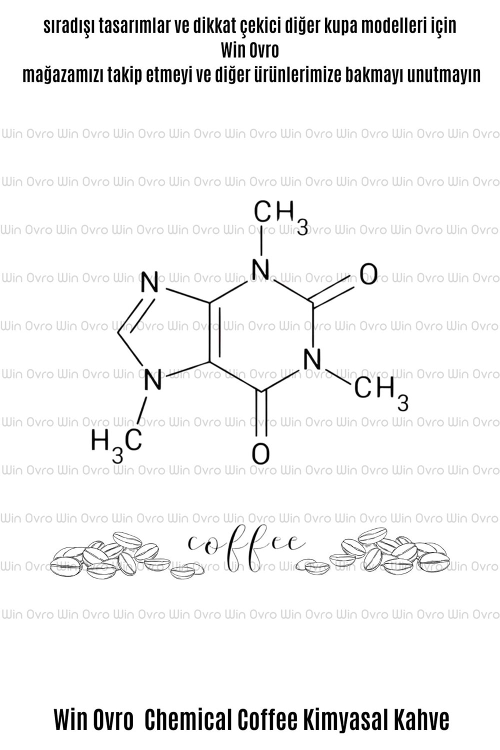Win Ovro Premium Beyaz Porselen Hediye Çift Yön Baskılı Kupa Bardak - Chemical Coffee Kimyasal Kahve
