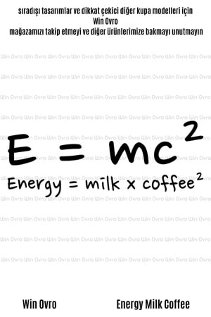 Win Ovro Premium Beyaz Porselen Hediye Çift Yön Baskılı Kupa Bardak - Energy Milk Coffee