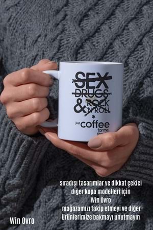 Win Ovro Premium Beyaz Porselen Hediye Çift Yön Baskılı Kupa Bardak - No Drama Just Coffee