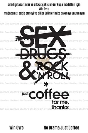 Win Ovro Premium Beyaz Porselen Hediye Çift Yön Baskılı Kupa Bardak - No Drama Just Coffee