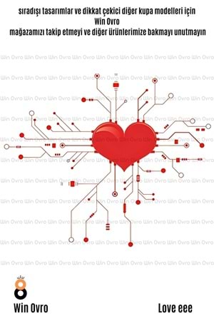 Win Ovro Premium Beyaz Porselen Hediye Çift Yön Baskılı Kupa Bardak - Aşk Kalp Love eee