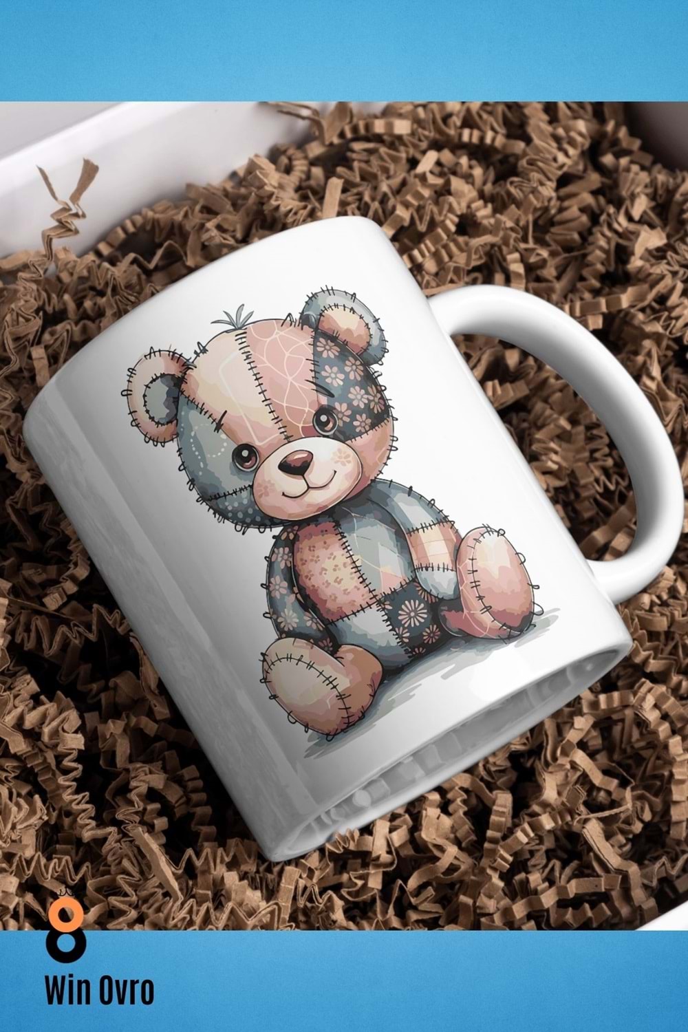 Win Ovro Premium Beyaz Porselen Hediye Çift Yön Baskılı Kupa Bardak - Ayı Teddy Bear 05