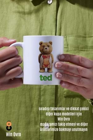 Win Ovro Premium Beyaz Porselen Hediye Çift Yön Baskılı Kupa Bardak - Ayı Teddy Bear 06
