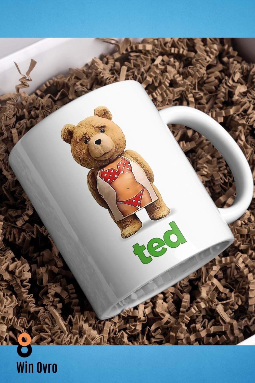 Win Ovro Premium Beyaz Porselen Hediye Çift Yön Baskılı Kupa Bardak - Ayı Teddy Bear 06