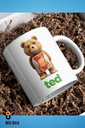 Win Ovro Premium Beyaz Porselen Hediye Çift Yön Baskılı Kupa Bardak - Ayı Teddy Bear 06