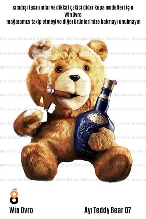 Win Ovro Premium Beyaz Porselen Hediye Çift Yön Baskılı Kupa Bardak - Ayı Teddy Bear 07
