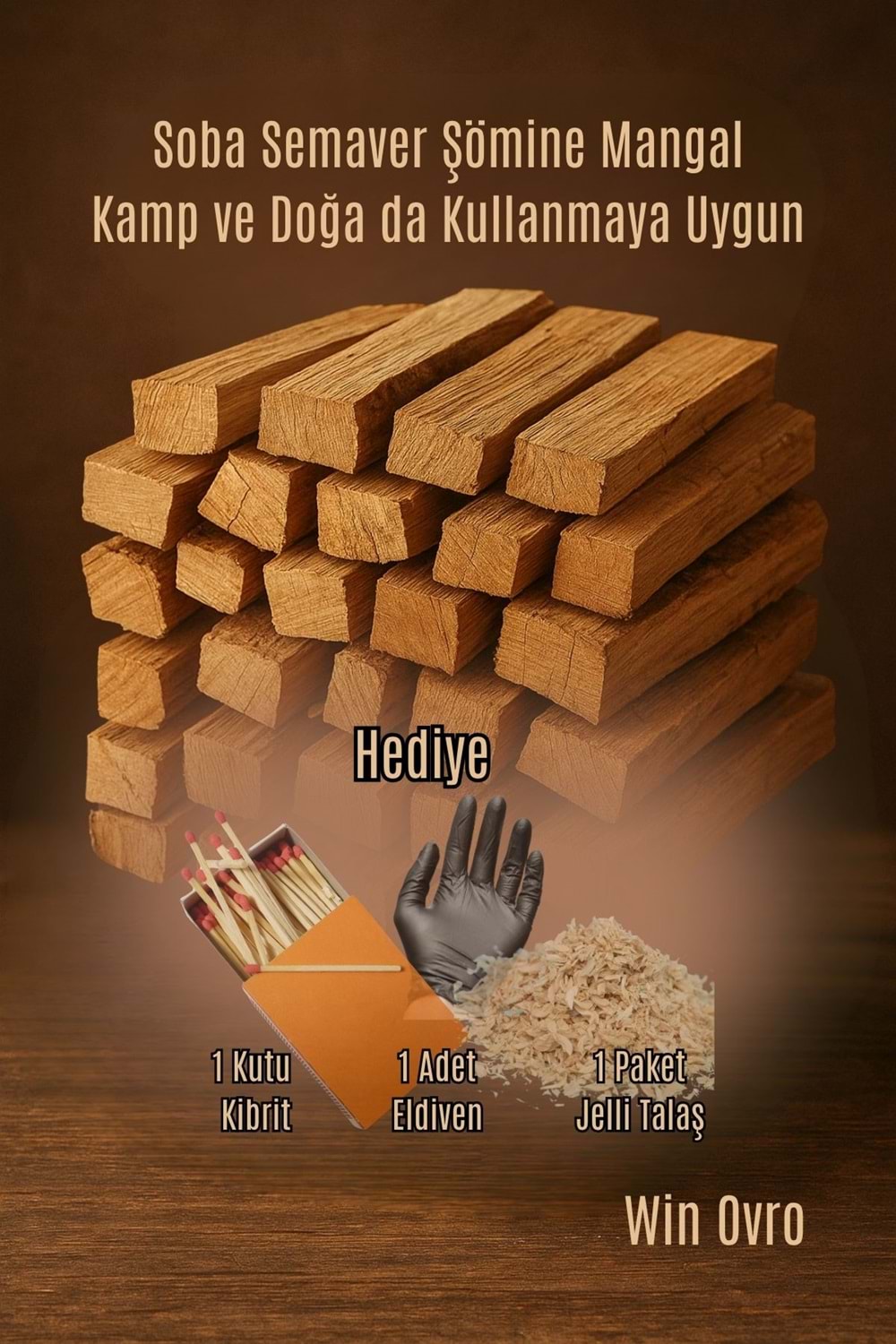 Win Ovro Semaver Yakacak Kuru Tahta Odun 2,5 Kg. Tutuşturmalık Soba Şömine Mangal Kamp Doğaya Uygun