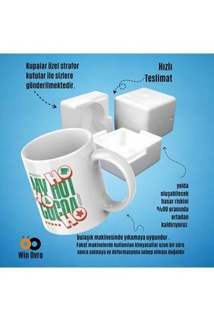 Win Ovro Premium Beyaz Porselen Hediye Çift Yön Baskılı Kupa Bardak - Ho Ho Ho My Hot Cocoa