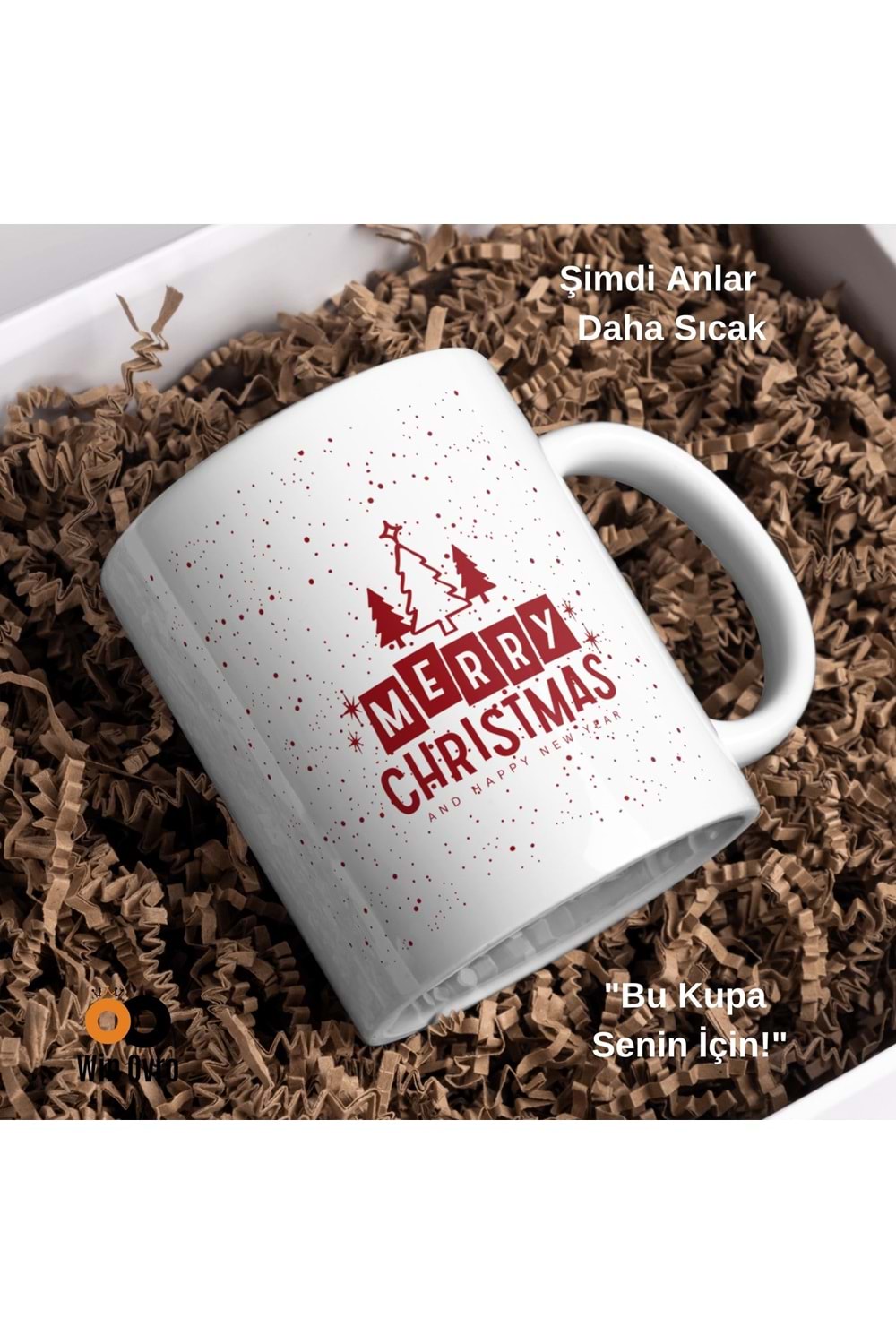 Win Ovro Premium Beyaz Porselen Hediye Çift Yön Baskılı Kupa Bardak - Merry Christmas Happy New 1
