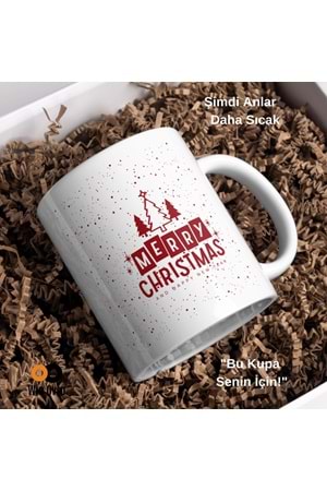 Win Ovro Premium Beyaz Porselen Hediye Çift Yön Baskılı Kupa Bardak - Merry Christmas Happy New 1