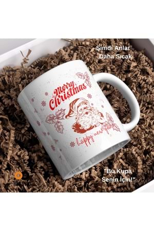 Win Ovro Premium Beyaz Porselen Hediye Çift Yön Baskılı Kupa Bardak - Merry Christmas Happy New 3