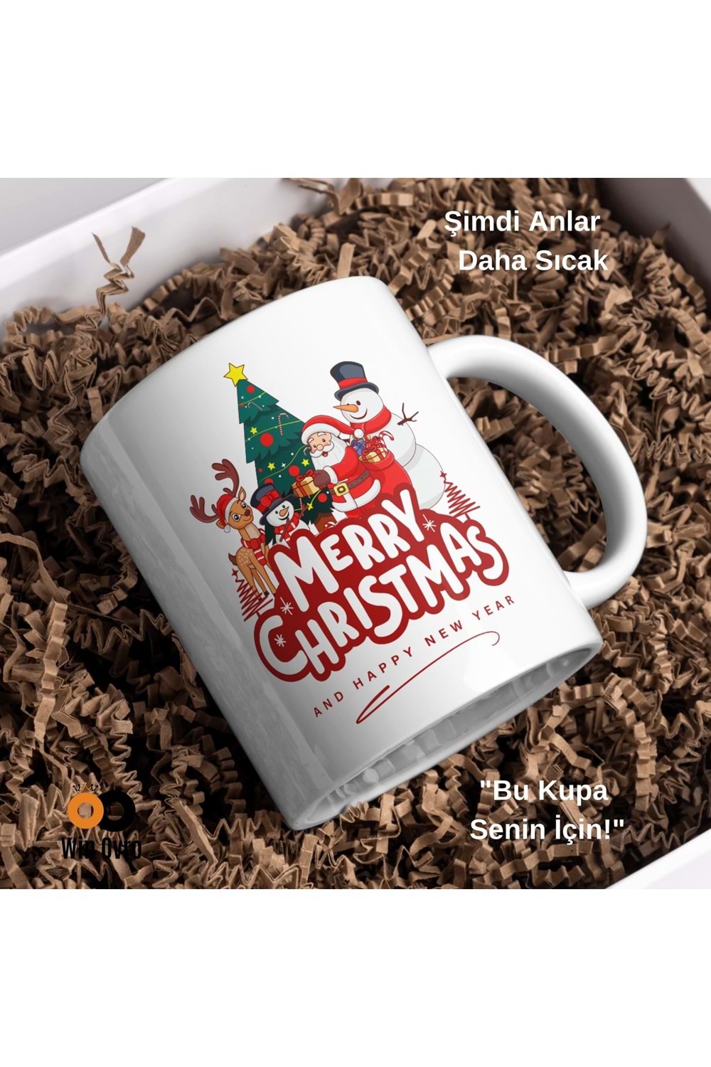 Win Ovro Premium Beyaz Porselen Hediye Çift Yön Baskılı Kupa Bardak - Merry Christmas Happy New 4