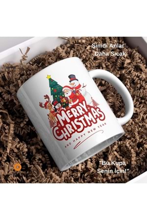 Win Ovro Premium Beyaz Porselen Hediye Çift Yön Baskılı Kupa Bardak - Merry Christmas Happy New 4
