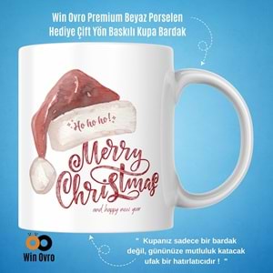 Win Ovro Premium Beyaz Porselen Hediye Çift Yön Baskılı Kupa Bardak - Merry Christmas Happy New 5