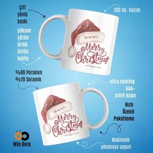Win Ovro Premium Beyaz Porselen Hediye Çift Yön Baskılı Kupa Bardak - Merry Christmas Happy New 5