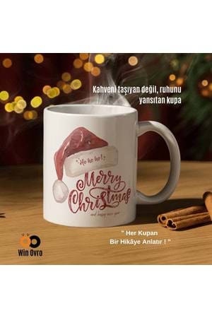 Win Ovro Premium Beyaz Porselen Hediye Çift Yön Baskılı Kupa Bardak - Merry Christmas Happy New 5