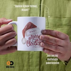 Win Ovro Premium Beyaz Porselen Hediye Çift Yön Baskılı Kupa Bardak - Merry Christmas Happy New 5