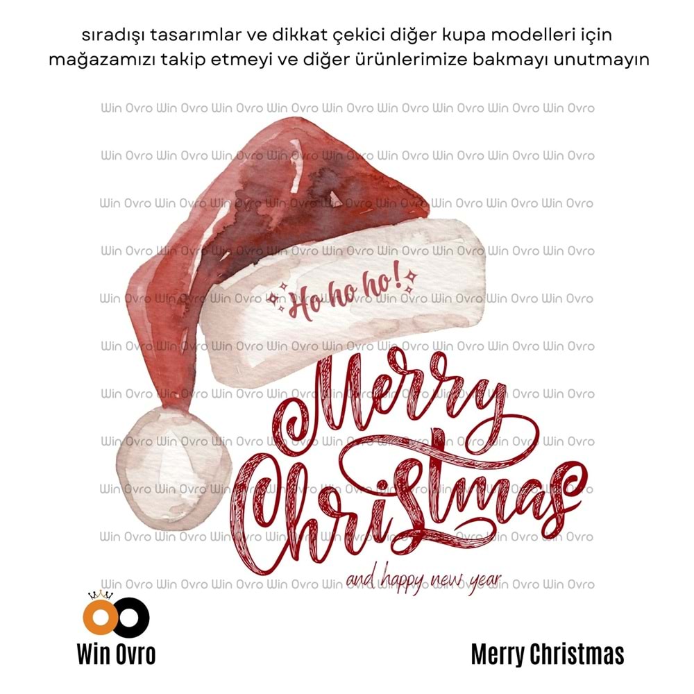 Win Ovro Premium Beyaz Porselen Hediye Çift Yön Baskılı Kupa Bardak - Merry Christmas Happy New 5