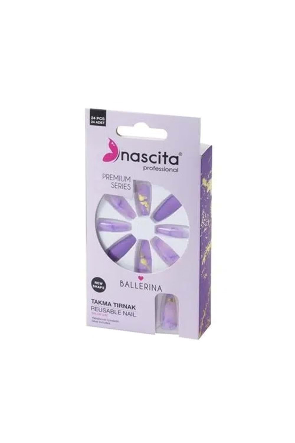 Nascita 24 Lü Renkli Takma Tırnak Ballerina