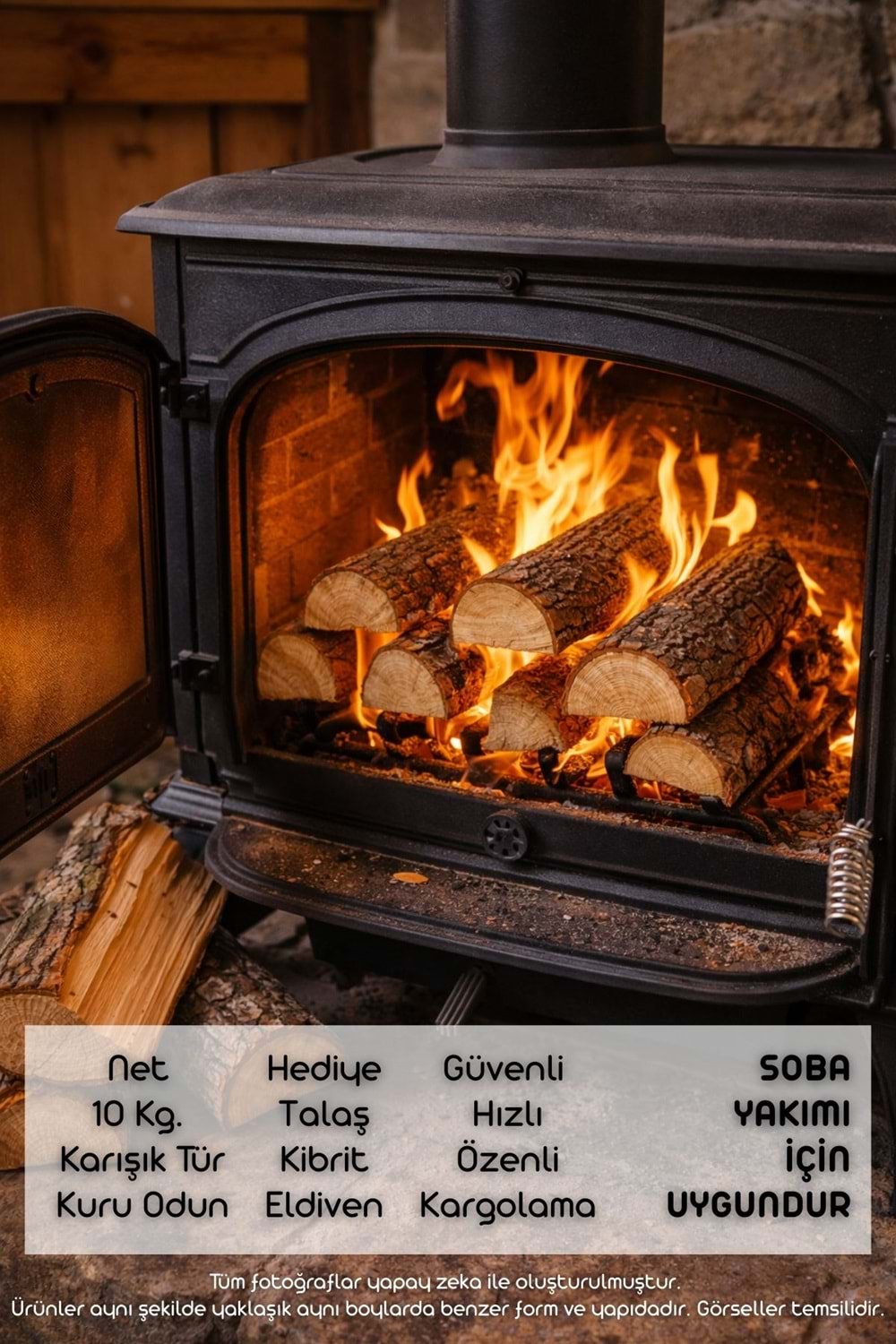 Win Ovro Doğal Kuru Yakacak Odun 10 Kg – Soba Şömine Mangal Barbekü Kamp ve Doğa Kullanımına Uygun