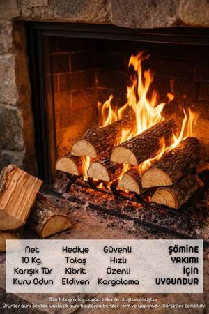 Win Ovro Doğal Kuru Yakacak Odun 10 Kg – Soba Şömine Mangal Barbekü Kamp ve Doğa Kullanımına Uygun