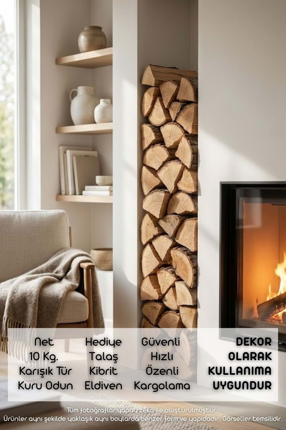 Win Ovro Doğal Kuru Yakacak Odun 10 Kg – Soba Şömine Mangal Barbekü Kamp ve Doğa Kullanımına Uygun