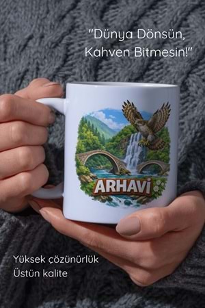 Win Ovro Premium Beyaz Porselen Hediye Çift Yön Baskılı Kupa Bardak - Arhavi 2