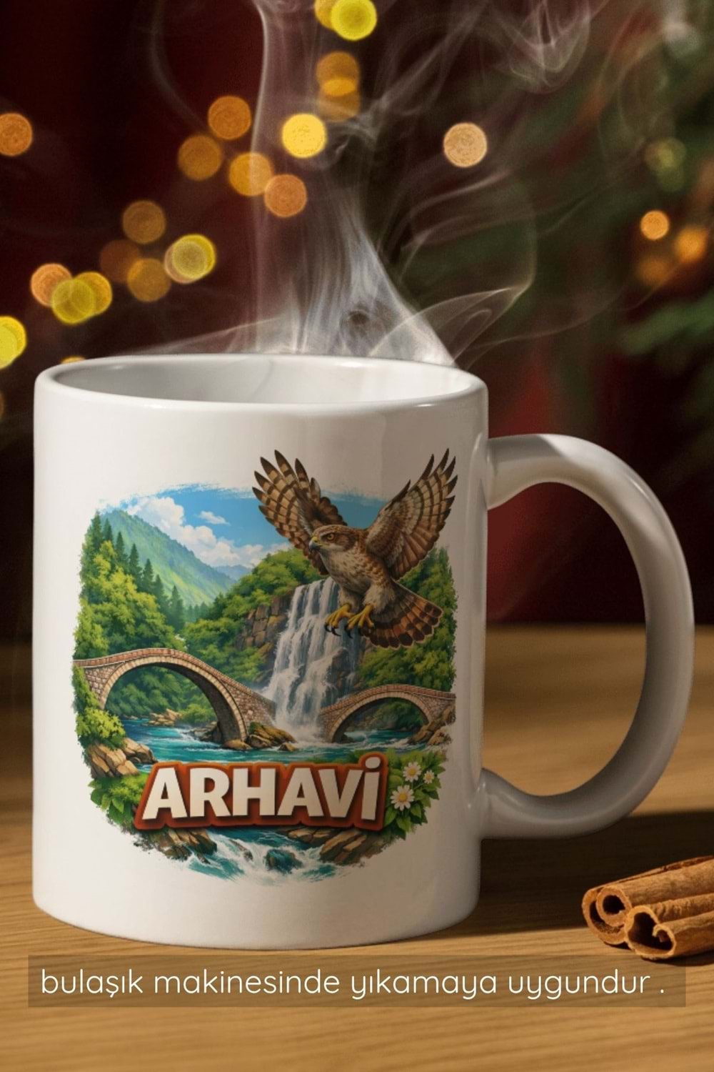 Win Ovro Premium Beyaz Porselen Hediye Çift Yön Baskılı Kupa Bardak - Arhavi 2