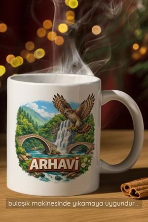 Win Ovro Premium Beyaz Porselen Hediye Çift Yön Baskılı Kupa Bardak - Arhavi 2